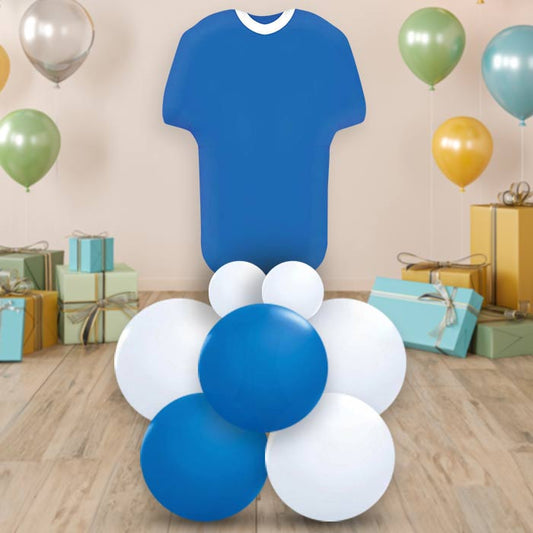 Blue Football Shirt Decoration - Air Filled Centrepiece | Small Indoor Plants