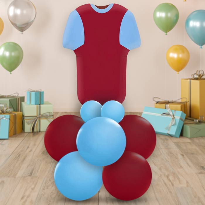 Claret and Blue Football Shirt Decoration - Air Filled Centrepiece | Small Indoor Plants