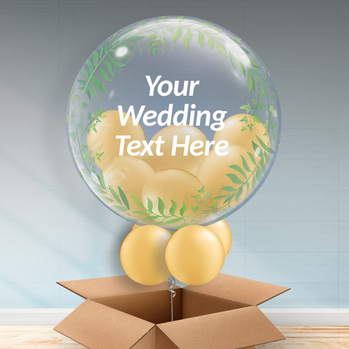 Personalisable Wedding Balloons - Gold Greenery - 1 Balloon | Small Indoor Plants