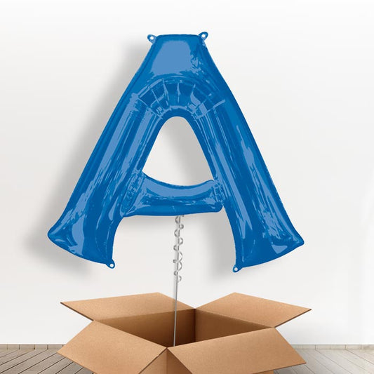 Personalised Letter A Balloon in a Box - Blue - Giant Letter | Small Indoor Plants