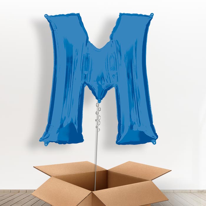 Personalised Letter M Balloon in a Box - Blue - Giant Letter | Small Indoor Plants