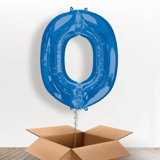 Personalised O Balloon in a Box - Blue - Giant Letter | Small Indoor Plants