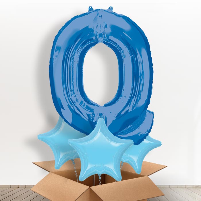 Personalised Q Balloon in a Box - Blue - Giant Letter and 3 Balloons | Small Indoor Plants