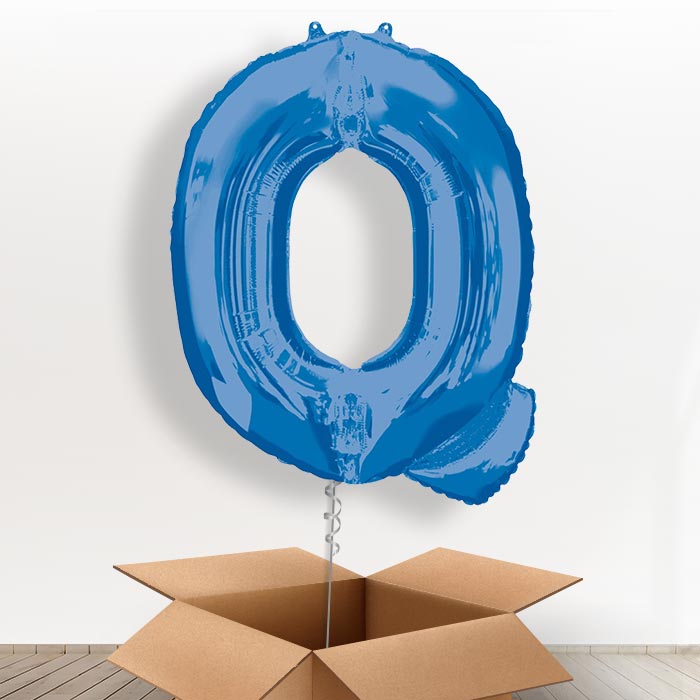 Personalised Q Balloon in a Box - Blue - Giant Letter | Small Indoor Plants