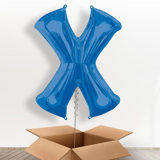 Personalised Letter X Balloon in a Box - Blue - Giant Letter | Small Indoor Plants
