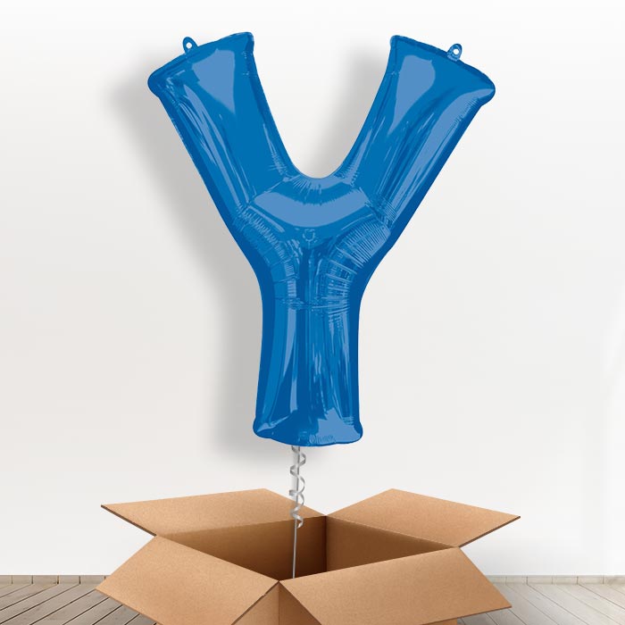 Personalised Y Balloon in a Box - Blue - Giant Letter | Small Indoor Plants