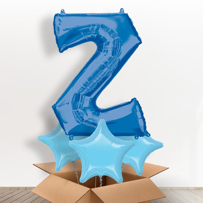 Personalised Letter Z Balloon in a Box - Blue - Giant Letter and 3 Balloons | Small Indoor Plants