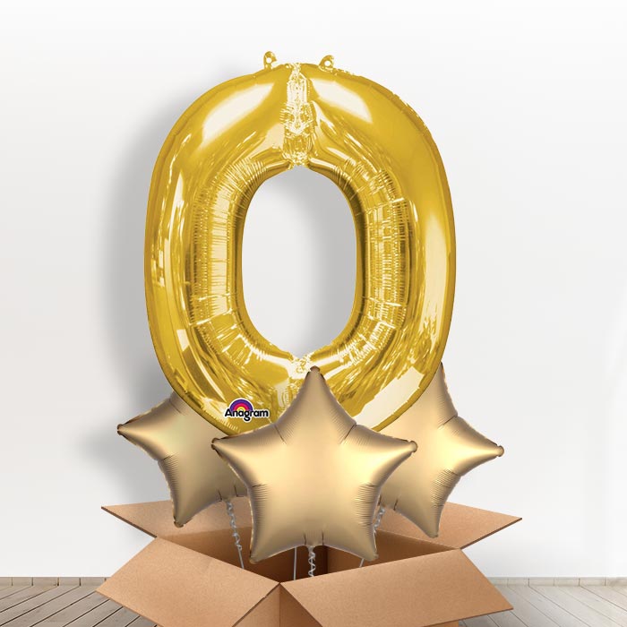 Personalised O Balloon in a Box - Gold - Giant Letter | Small Indoor Plants