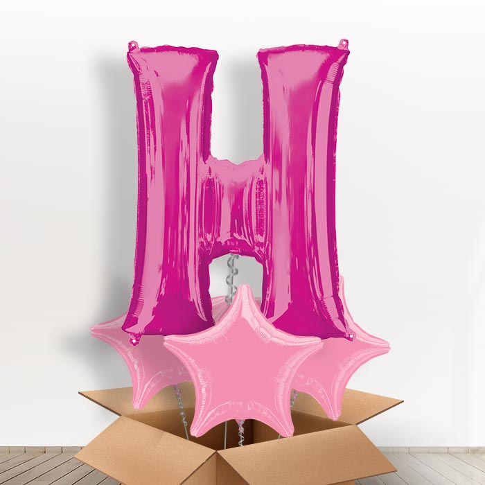 Personalised Letter H Balloon in a Box - Pink