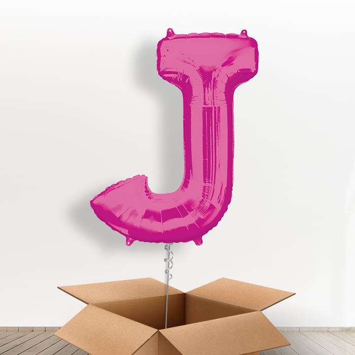 Personalised Letter J Balloon in a Box - Pink - Giant Letter | Small Indoor Plants