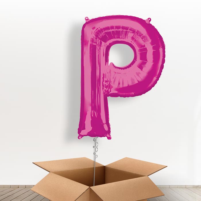 Personalised P Balloon in a Box - Pink - Giant Letter | Small Indoor Plants