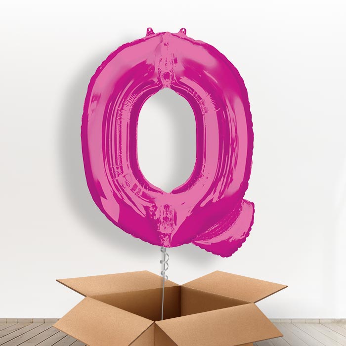 Personalised Q Balloon in a Box - Pink - Giant Letter | Small Indoor Plants