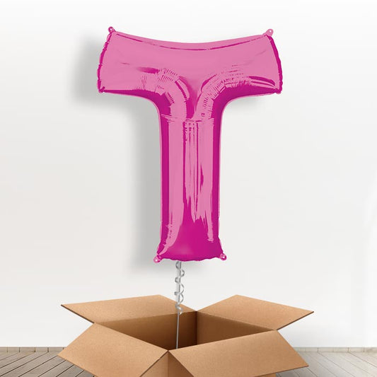 Personalised Letter T Balloon in a Box - Pink - Giant Letter | Small Indoor Plants