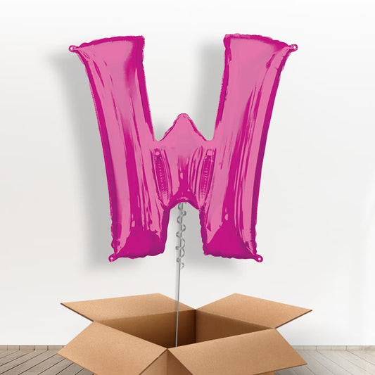 Personalised W Balloon in a Box - Pink - Giant Letter | Small Indoor Plants