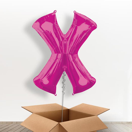 Personalised Letter X Balloon in a Box - Pink - Giant Letter | Small Indoor Plants