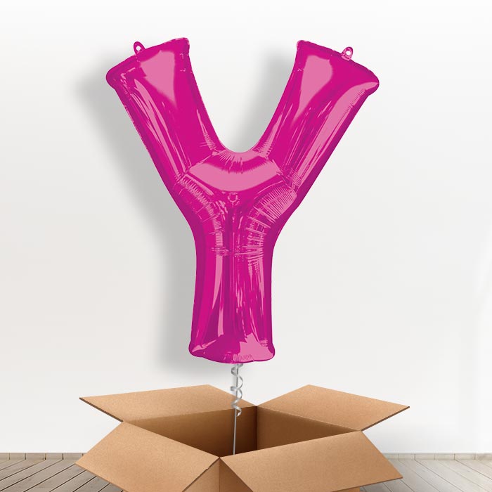 Personalised Y Balloon in a Box - Pink - Giant Letter | Small Indoor Plants