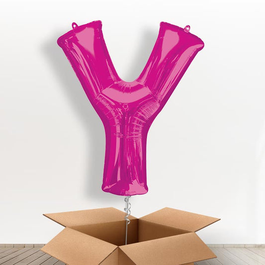 Personalised Y Balloon in a Box - Pink - Giant Letter | Small Indoor Plants