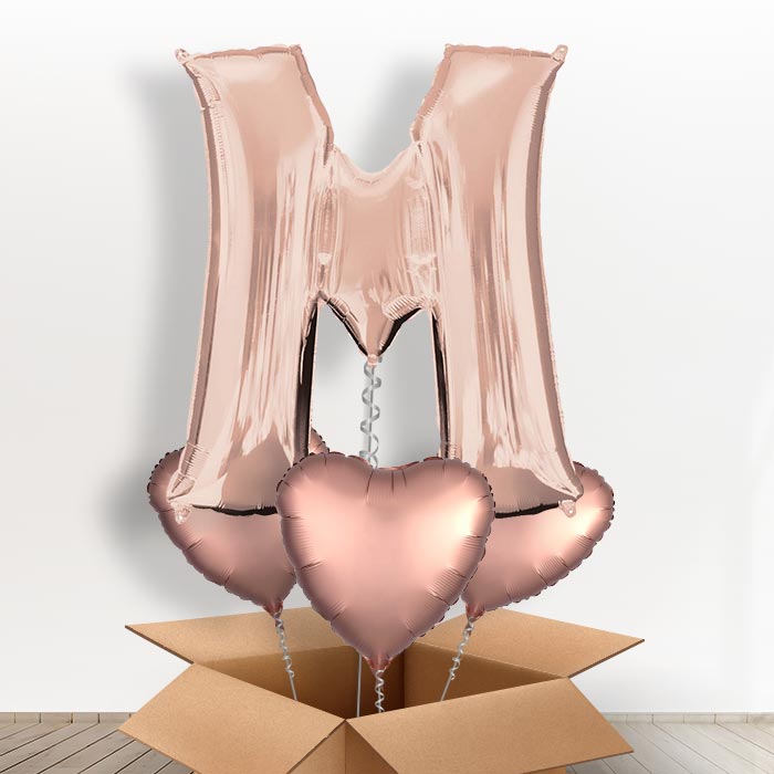 Personalised M Balloon in a Box - Rose Gold