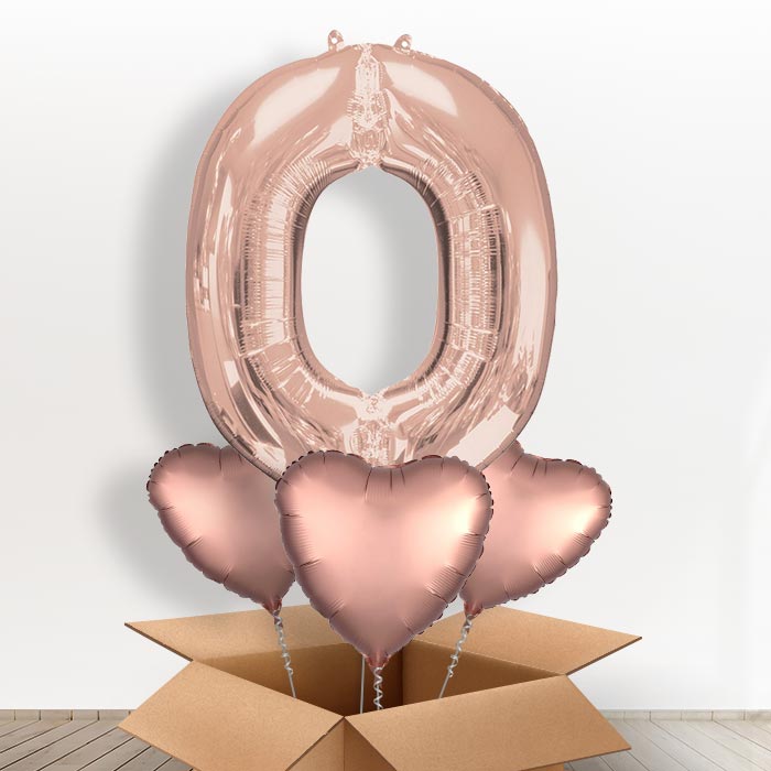 Personalised O Balloon in a Box - Rose Gold