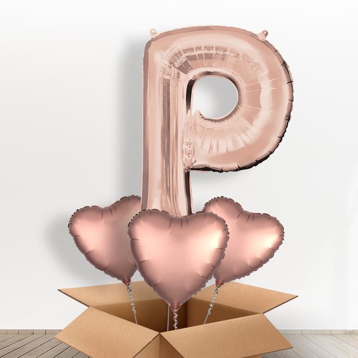 Personalised P Balloon in a Box - Rose Gold