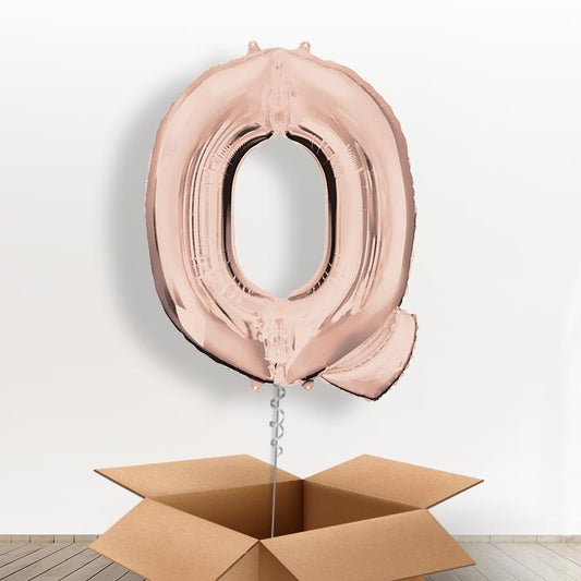 Personalised Q Balloon in a Box - Rose Gold - Giant Letter | Small Indoor Plants