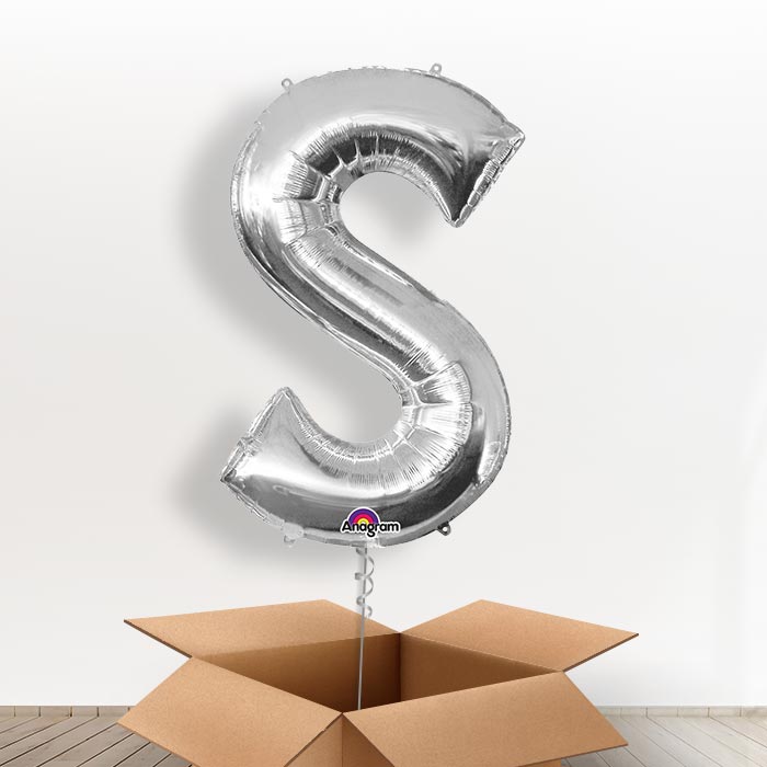 Personalised Balloon S in a Box - Silver - Giant Letter | Small Indoor Plants