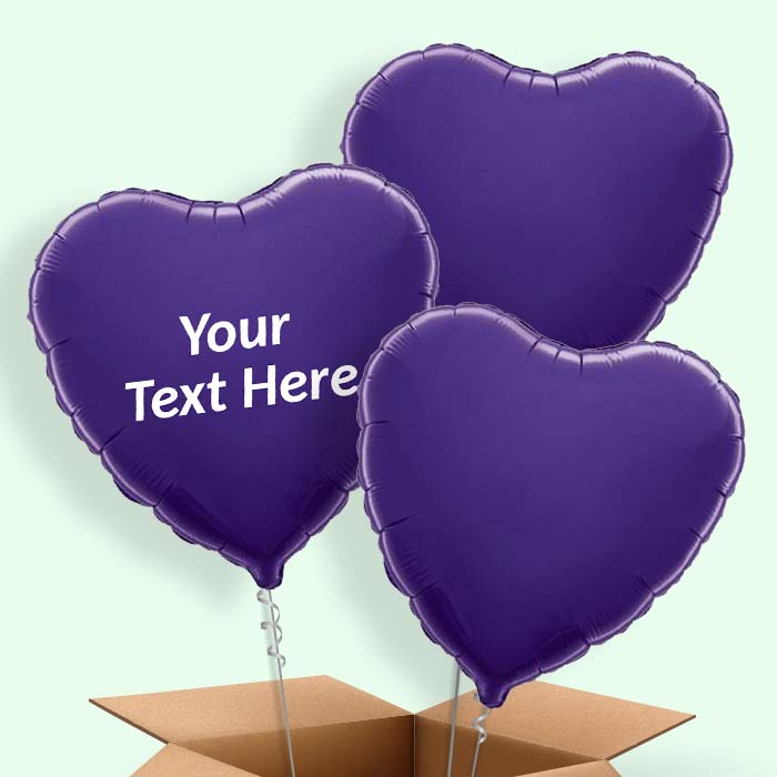 Personalisable Purple Heart Foil Balloon in a Box - 3 Balloon | Small Indoor Plants