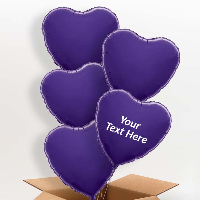 Personalisable Purple Heart Foil Balloon in a Box - 5 Balloon | Small Indoor Plants