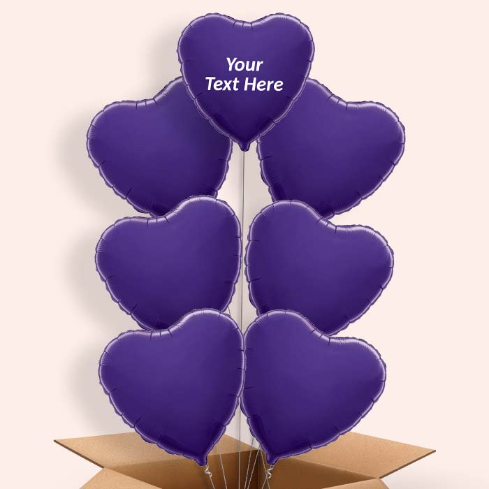 Personalisable Purple Heart Foil Balloon in a Box - 7 Balloon | Small Indoor Plants