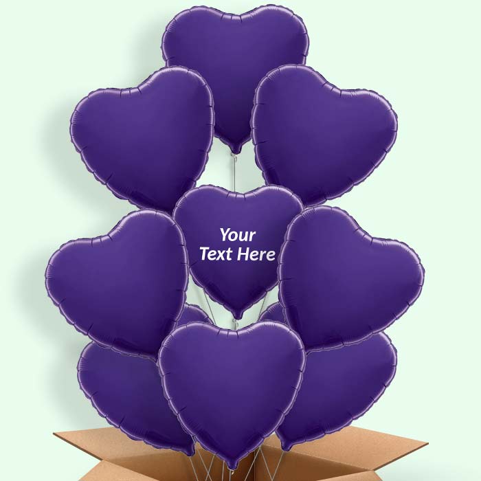 Personalisable Purple Heart Foil Balloon in a Box - 9 Balloon | Small Indoor Plants