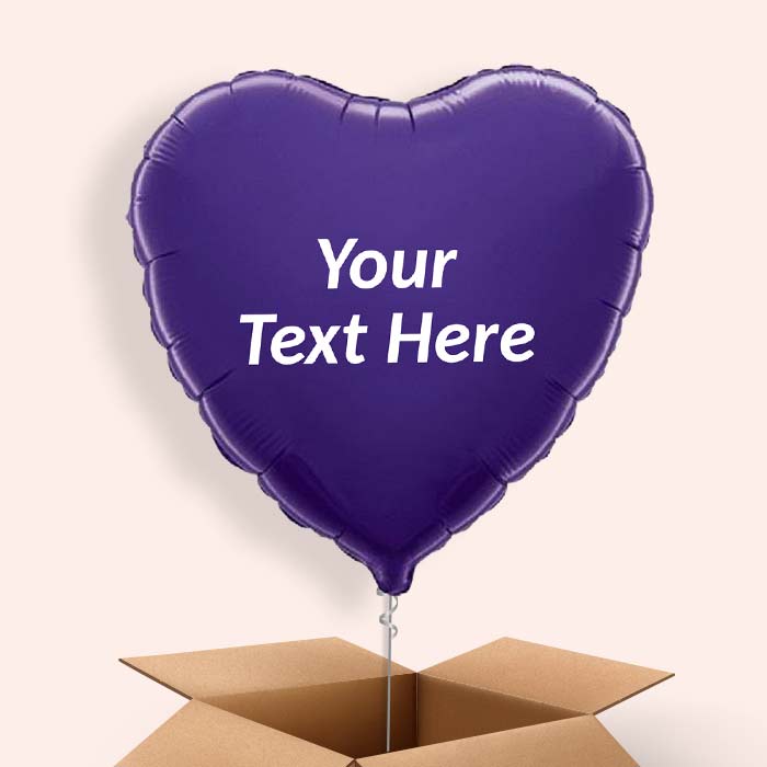 Personalisable Purple Heart Foil Balloon in a Box - 1 Balloon | Small Indoor Plants