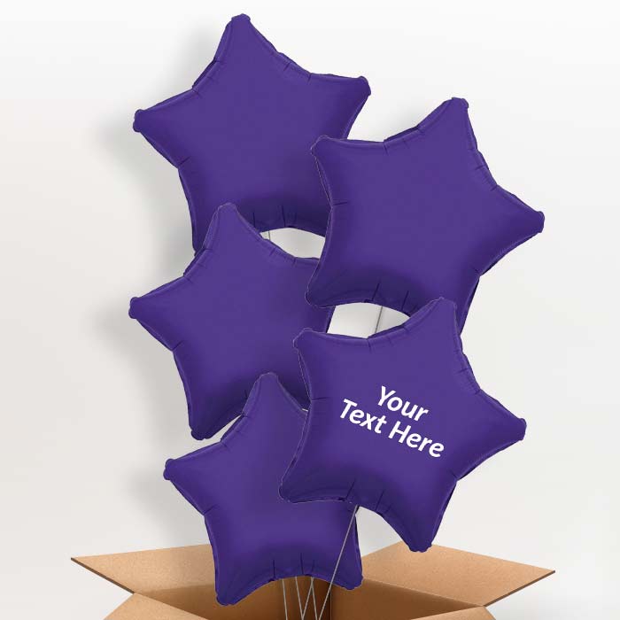 Personalised Purple Star Balloons in a Box - 5 Balloon | Small Indoor Plants
