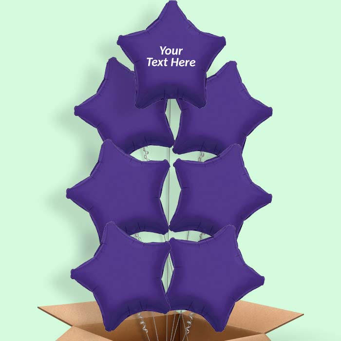 Personalised Purple Star Balloons in a Box - 7 Balloon | Small Indoor Plants