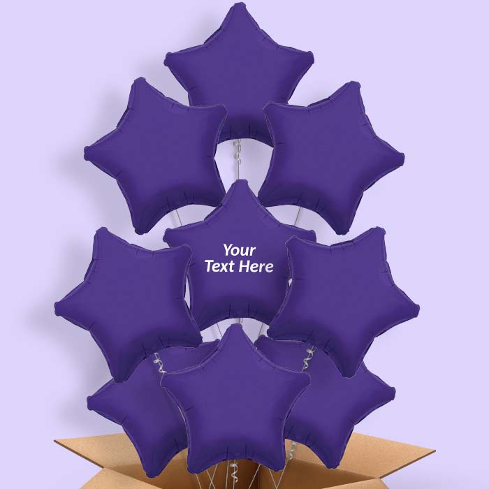 Personalised Purple Star Balloons in a Box - 9 Balloon | Small Indoor Plants