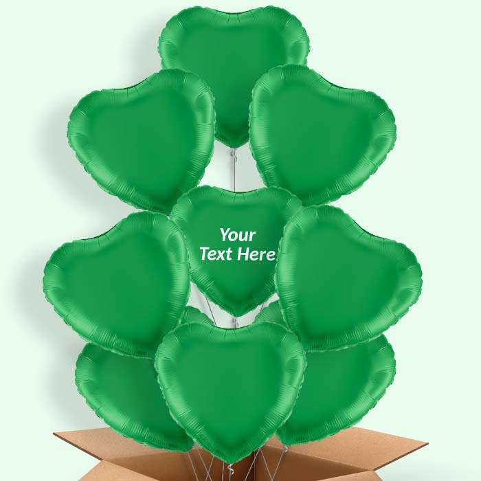 Personalised Dark Green Heart Balloon in a Box - 9 Balloon | Small Indoor Plants