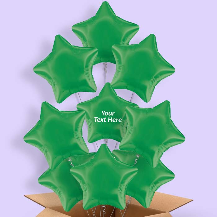 Personalised Dark Green Star Balloon in a Box - 9 Balloon | Small Indoor Plants