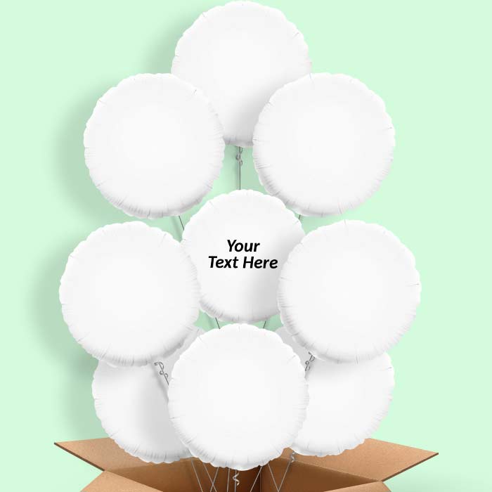 Personalised Foil Balloons in a Box - White Circle - 9 Balloon | Small Indoor Plants