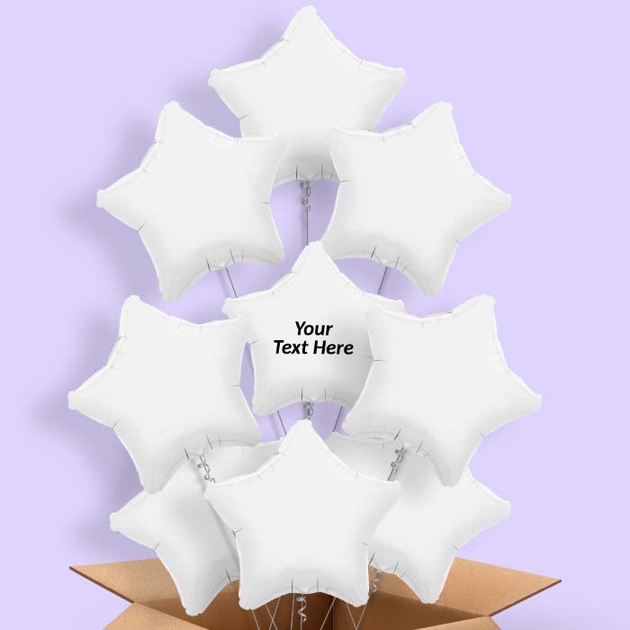 Personalisable White Star Foil Balloon in a Box - 9 Balloon | Small Indoor Plants