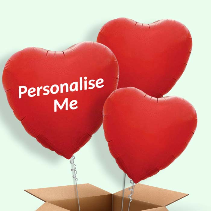 Be My Girlfriend Red Heart Balloons in a Box - 3 Balloon | Small Indoor Plants