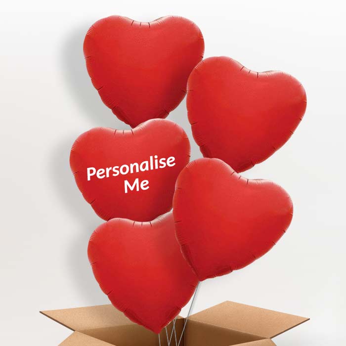 Be My Girlfriend Red Heart Balloons in a Box - 5 Balloon | Small Indoor Plants
