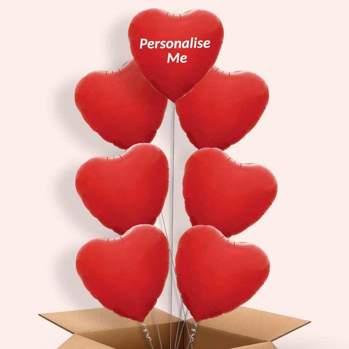 Be My Girlfriend Red Heart Balloons in a Box - 7 Balloon | Small Indoor Plants