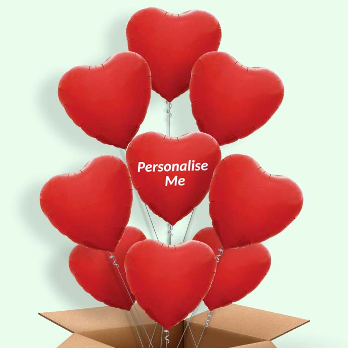 Be My Girlfriend Red Heart Balloons in a Box - 9 Balloon | Small Indoor Plants
