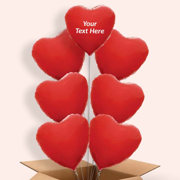 Personalisable Red Heart Foil Balloon in a Box - 7 Balloon | Small Indoor Plants