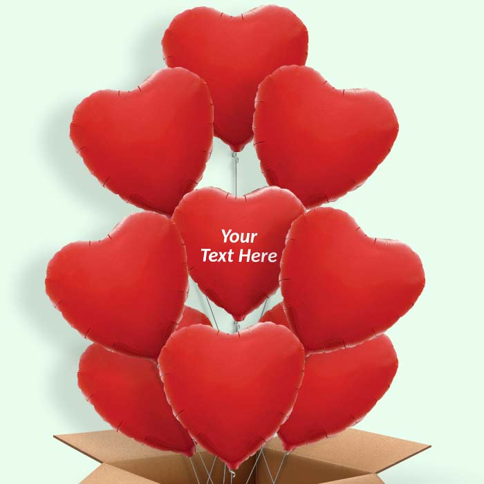 Personalisable Red Heart Foil Balloon in a Box - 9 Balloon | Small Indoor Plants