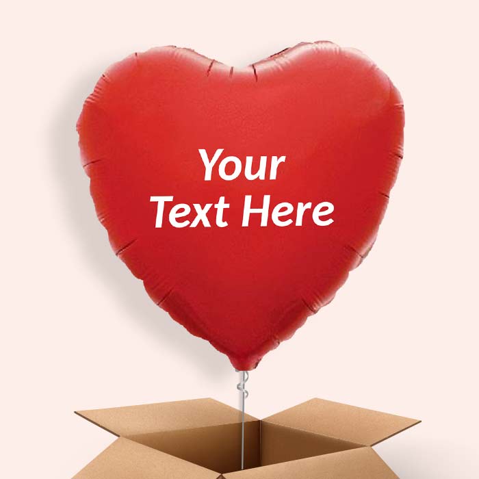 Personalisable Red Heart Foil Balloon in a Box - 1 Balloon | Small Indoor Plants