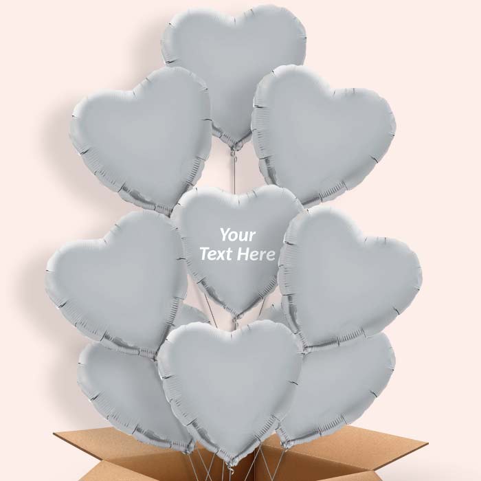 Personalised Silver Heart Balloon in a Box - 9 Balloon | Small Indoor Plants