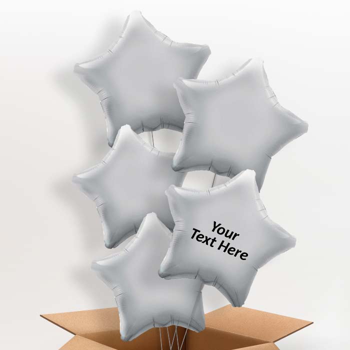 Personalised Silver Star Balloons in a Box