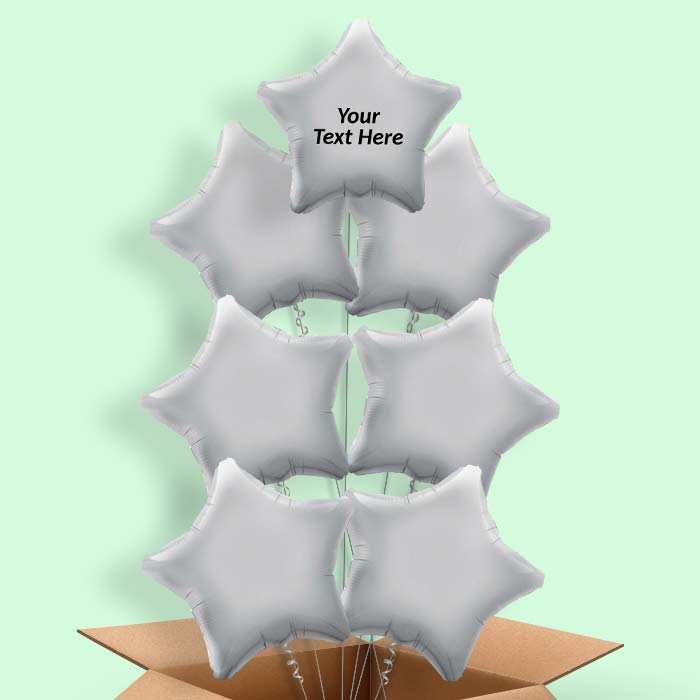 Personalised Silver Star Balloons in a Box