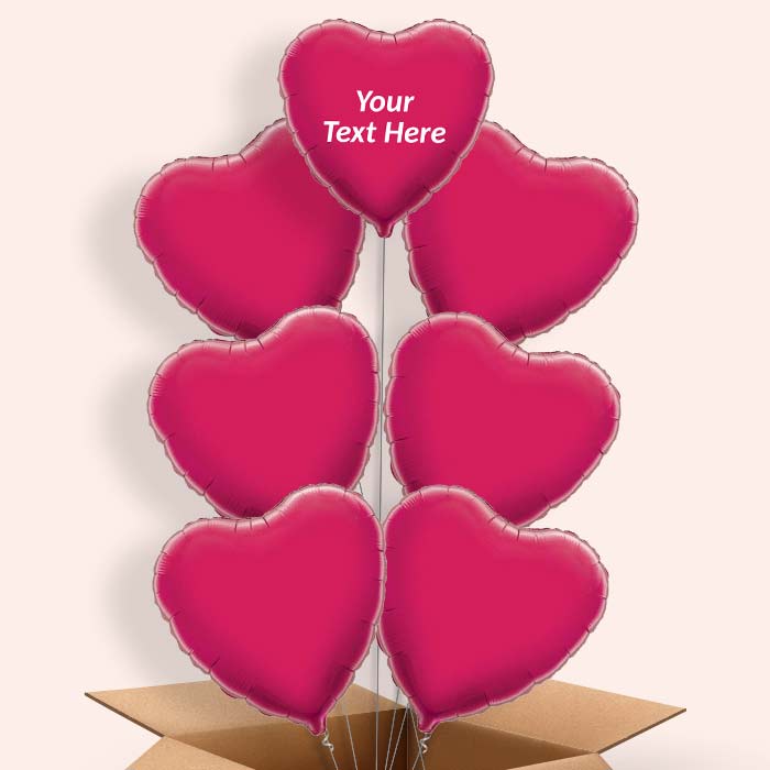 Personalised Heart Balloons in a Box - Hot Pink - 7 Balloon | Small Indoor Plants