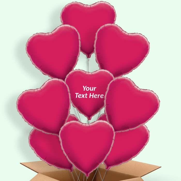 Personalised Heart Balloons in a Box - Hot Pink - 9 Balloon | Small Indoor Plants